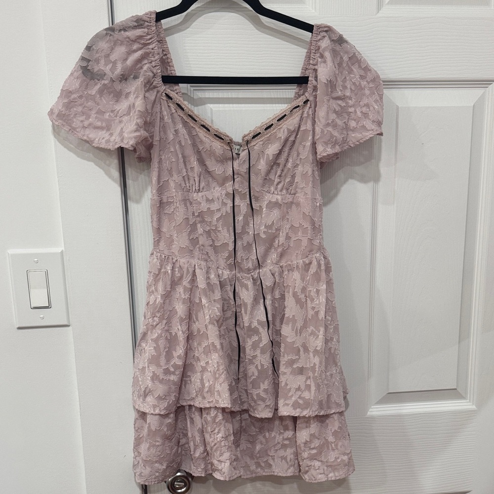 Lush Pink Lace Mini Dress